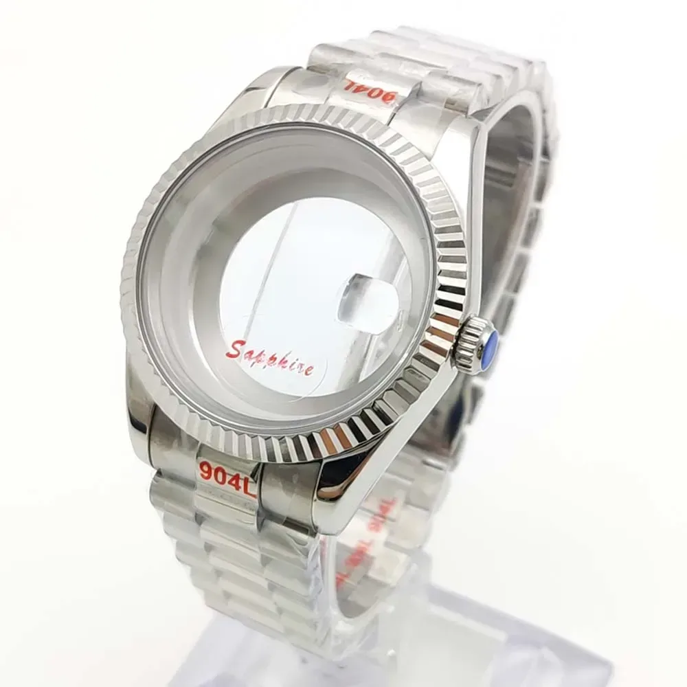 39MM Herren-Uhrengehäuse Miyoda 8285 Gehäuse Edelstahlarmband Saphirglas und Edelstahlgehäuse Zubehör für 8285 Uhrwerk