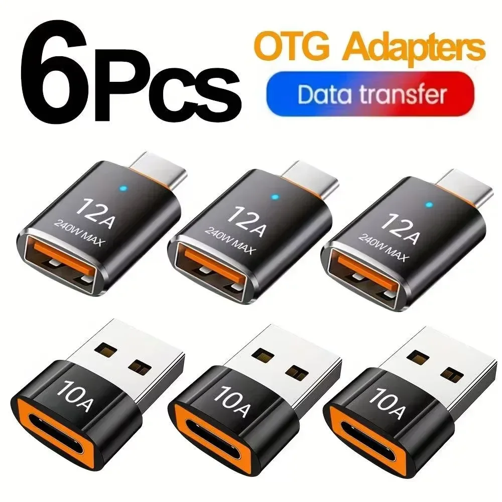 12A USB 3.0 zu Typ-C Adapter LED OTG USB-C Stecker auf USB-A Buchse Anschluss für iPhone 15 Tablet Notebook Android-Handys Adapter