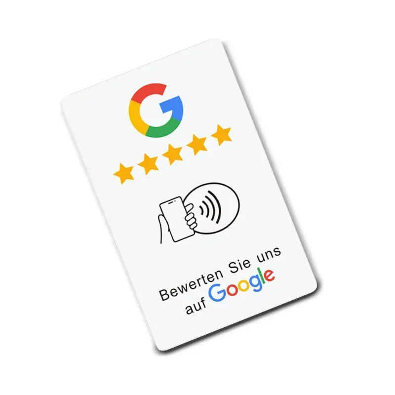 Deutsches Schreiben von NFC-gedruckten Karten, Plattenaufklebern, Ständer für Google Bewertungen, Instagram, WhatsApp, Hahn NFC