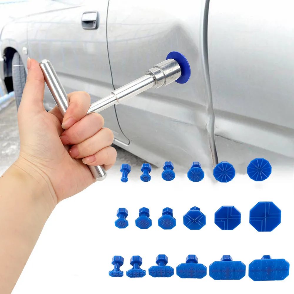 Autoreparatur-Set, Dellenreparatur-Werkzeugset mit 18 Stück Kunststoff-Klebelaschen, PlastiT-Griff Dellenentferner, universell für Autozubehör