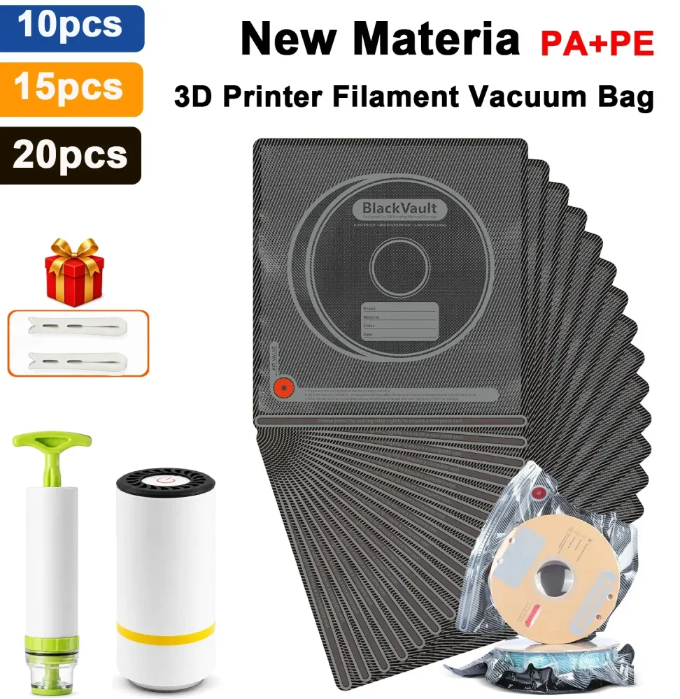 3D-Filament Vakuum-Aufbewahrungsbeutel-Set Lichtundurchlässige Wiederverwendbare Versiegelungsbeutel Staubdicht Feuchtigkeitsbeständig für PLA PETG ABS TPU ASA PA PC DP