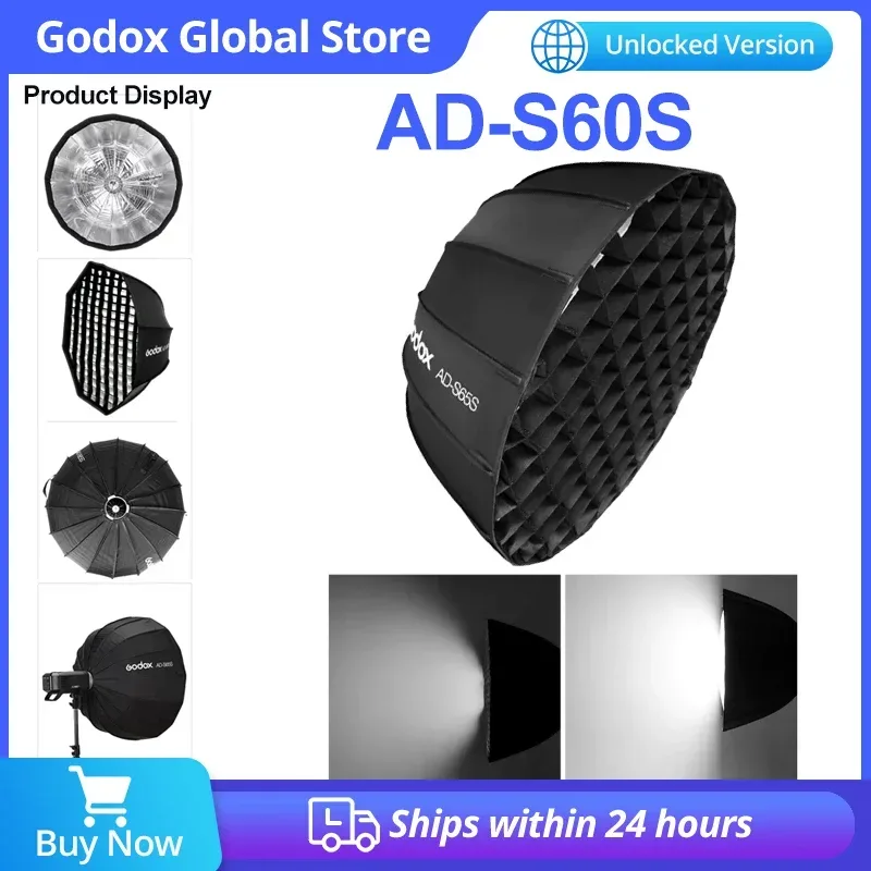 Godox AD-S60S 60 cm silberne, tiefe Parabol-Softbox mit Wabengitter, Godox-Montage-Softbox für AD300PRO AD400PRO ML60