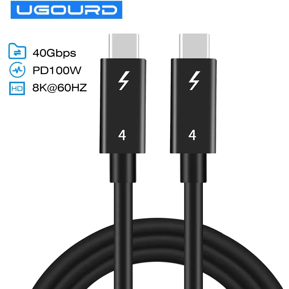 UGOURD Thunderbolt 4 Koaxialkabel USB4 Typ C zu Typ C 40Gbps 100W Schnellladekabel 2m -0,3m für EGPU iPhone iPad MacBook