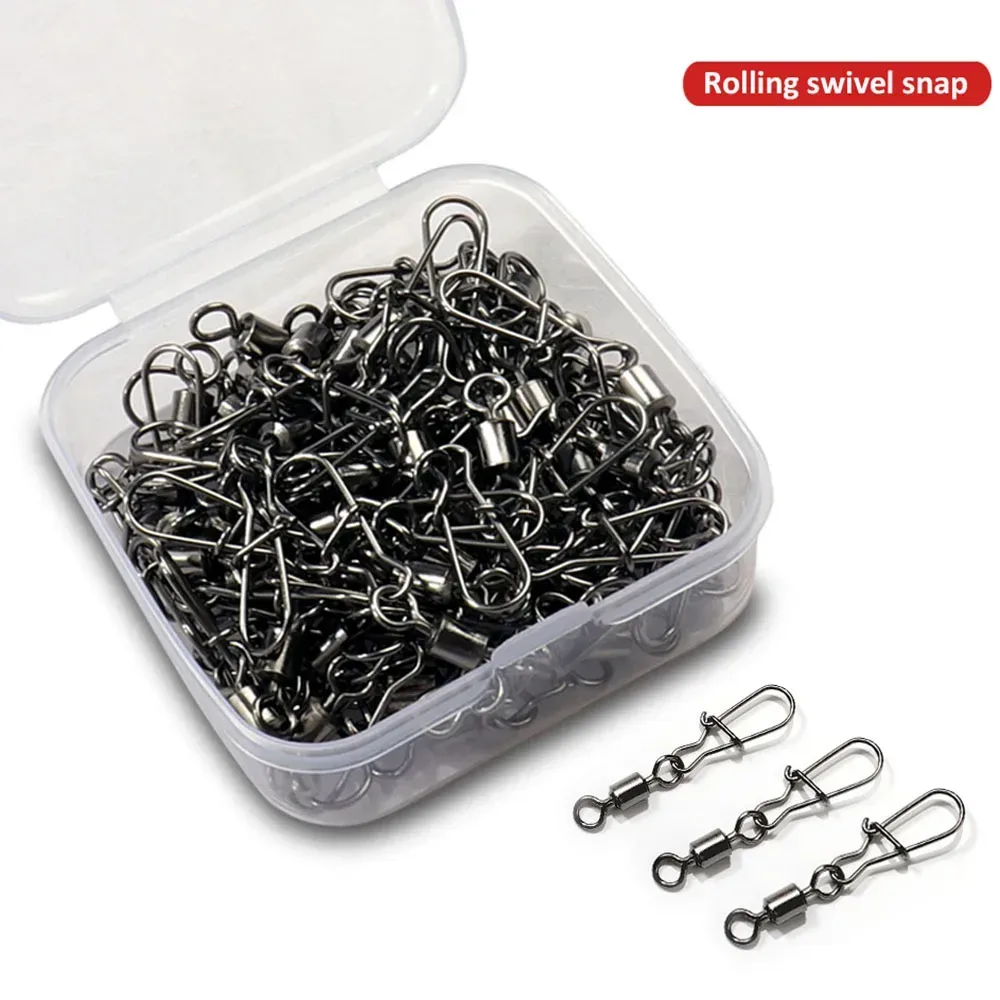 100 teile/schachtel Schwenk Snap Pin Rolling Ring Angelgerät Box Schnalle Haken Kit Draht Stecker Drehen Lager Pesca 35 -100 stücke Getriebe