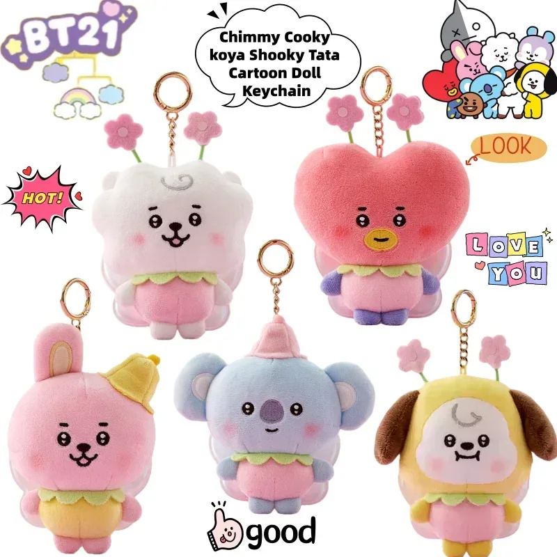 BT21 Chimmy Cooky koya Shooky Tata Kreativer Anime Peripherer Cartoon Schlüsselanhänger Persönlichkeit Niedlicher Rucksack Dekorativer Puppenanhänger