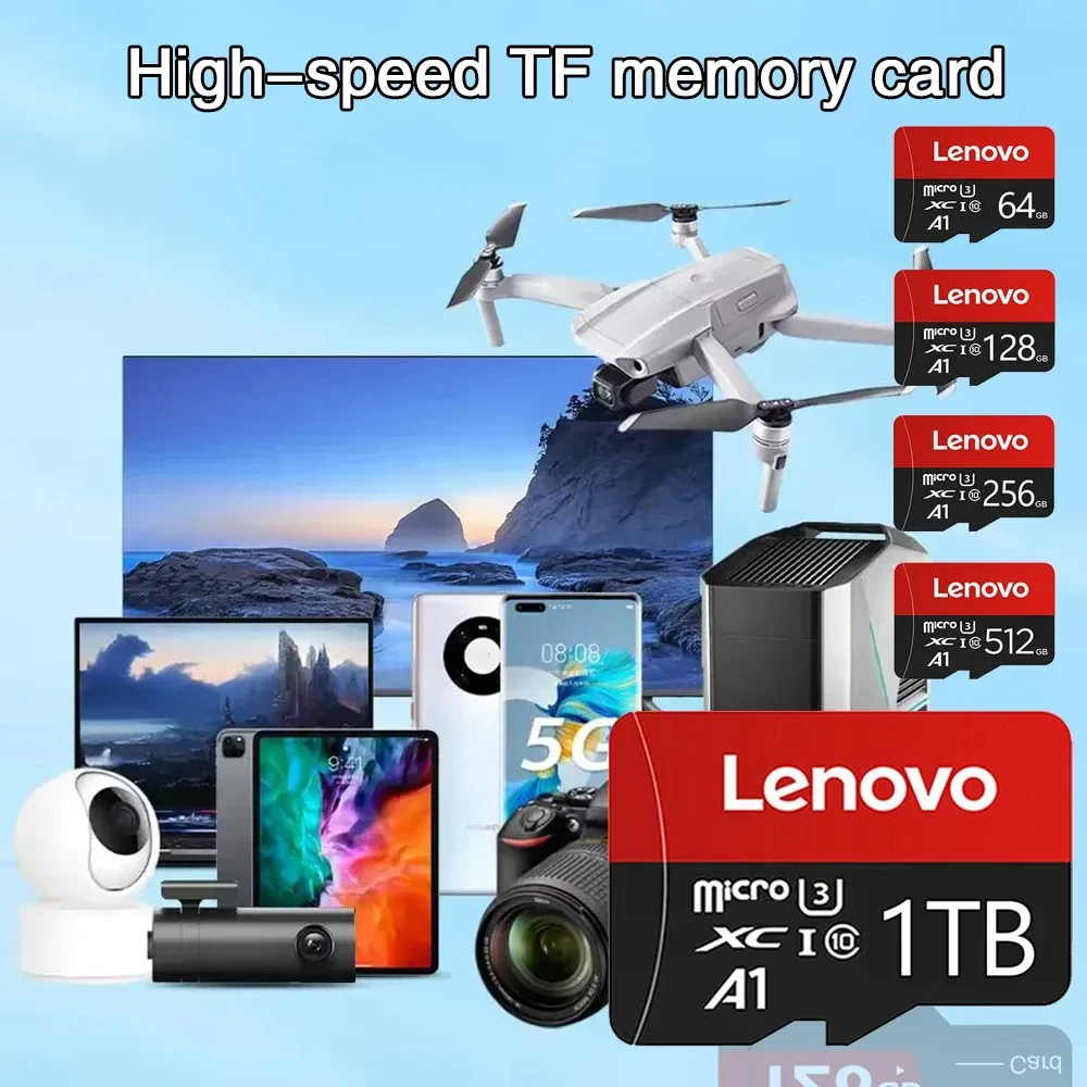 Lenovo 1TB Speicherkarte Micro SD Klasse 10 Hochgeschwindigkeits-4K-Video TF Flash SD-Karten 256GB 128GB 64GB TF-Karte für Handys Kameras Drohnen