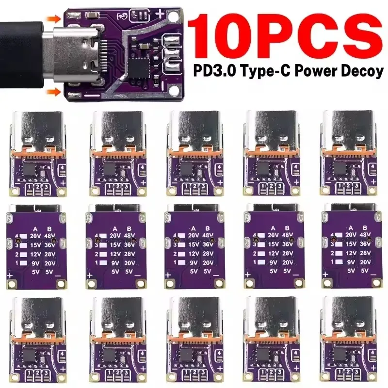 1/5/10 Stück PD3.0 PD3.1 QC3.0 Trigger-Modul Typ-C 5-48V 5A Schnellladungs-Trigger für Power Delivery DIY-Projekte Zubehör