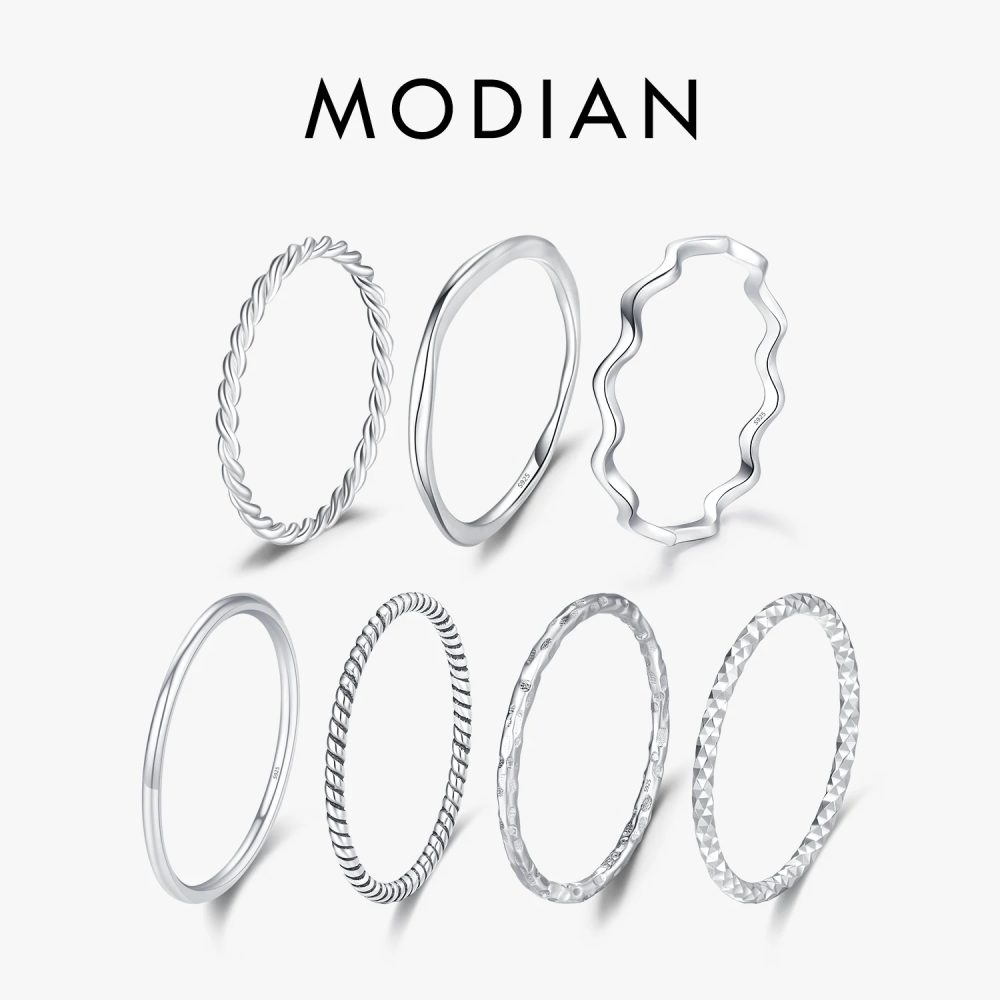 MODIAN 925 Sterling Silber Einfache Mode Stapelbar Ring Klassische Welle Geometrische Exquisite Finger Ringe Für Frauen Partei Schmuck