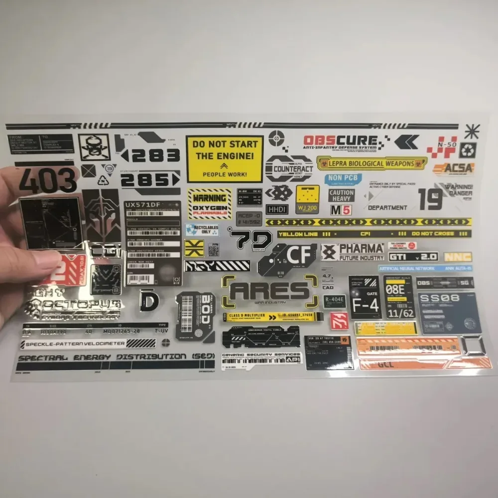 Cyberpunk Mechanischer Warnkristall Moto-Aufkleber QR-Code-Etikett Vinyl-Aufkleber Offroad-Auto Glas-Dekoration Gepäckbox-Aufkleber