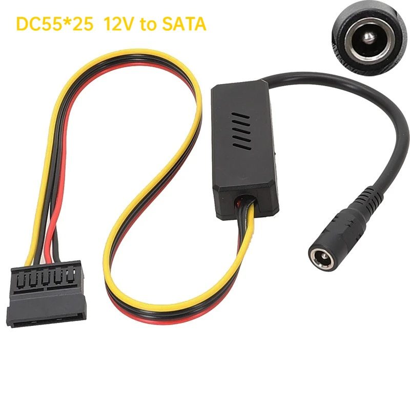 DC 5525 zu SATA IDE Festplatten-Stromversorgungskabel DC 12 V auf 4-poliges Molex/SATA-Festplattenkabel Abwärtsspannungsregler