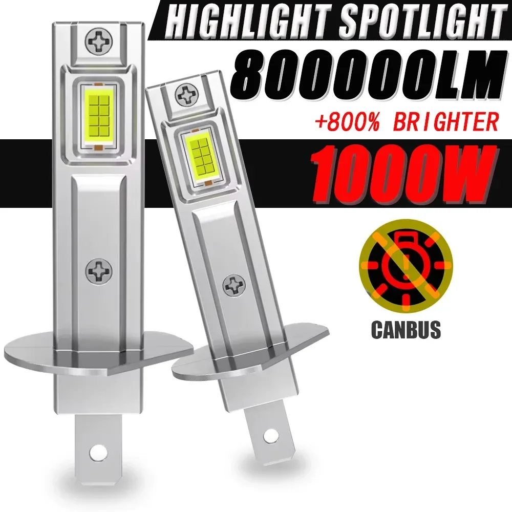 H1 LED-Scheinwerferlampen für Auto Canbus High Power Auto Lights 800000LM 1000W Mini Size Focus Automobil-Scheinwerfer-Nebelscheinwerfer 12V 24V