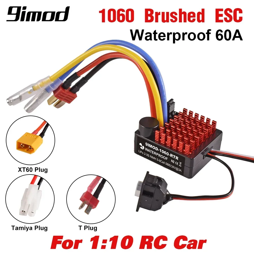 9IMOD 1060 RTR 60A ESC gebürsteter elektronischer Geschwindigkeitsregler 2-3S LiPo wasserdicht BEC 6V3A für 1/10 Axial SCX10 TRX4 TRX6 D90 HPI