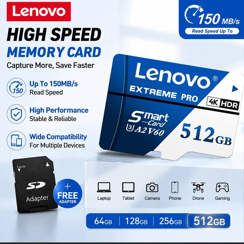 Lenovo A2 TF SD Speicherkarte 4K Full HD für Handy Computer Drohne 64GB 128GB 256GB 512GB Hochgeschwindigkeits-U3 V60 Flash-Karte