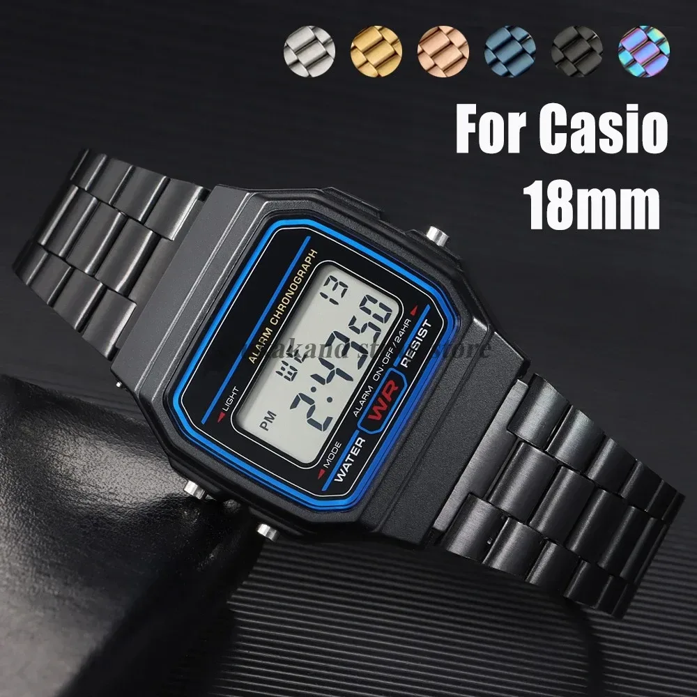 Für Casio 18mm Edelstahl Armband für F84 F105/108/A158/168 AE1200/1300 SGW400 F91W AQ230 AE500W Armband Männer Metall strap