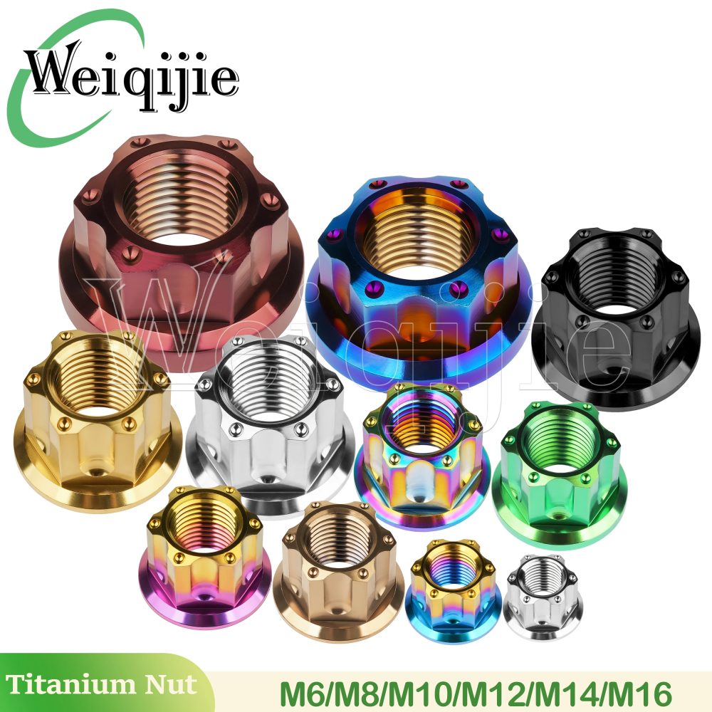 Weiqijie Titanmutter M6 M8 M10 M12 M14 M16 Torx Flanschmutter Sechskant Titanmutter Befestigungselement für Motorrad Auto Fahrrad