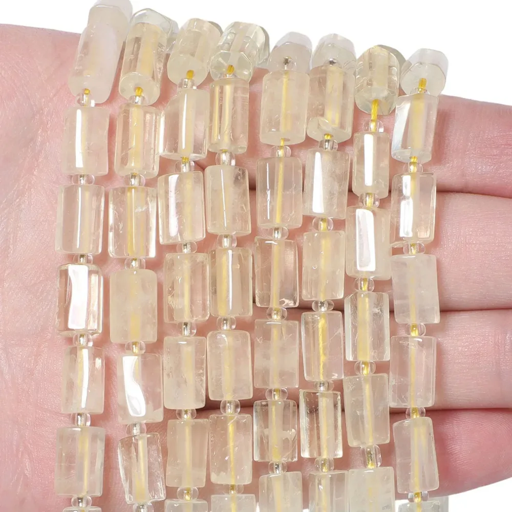 Natürliche Zitronenquarz-Perlen 8-11mm Facettierte Zylinderförmige Lose Abstandsperlen für Schmuckherstellung DIY Armband Perlenzubehör