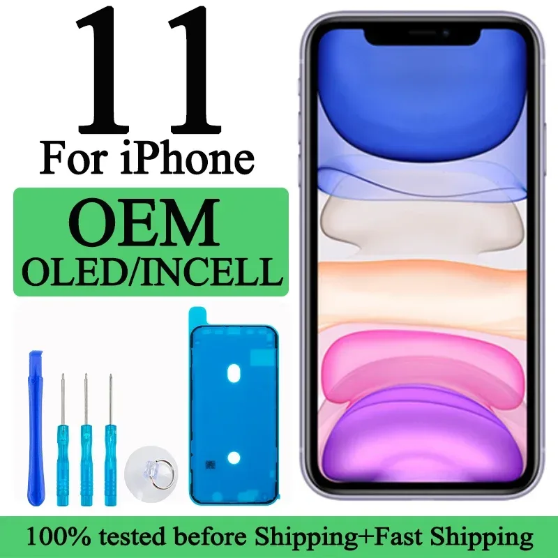 100 % getestetes LCD für iPhone 11 Display, 3D-Touchscreen-Ersatz mit Metallrahmen, volles FHD, langlebig, einfach zu installieren, Werks-LCD