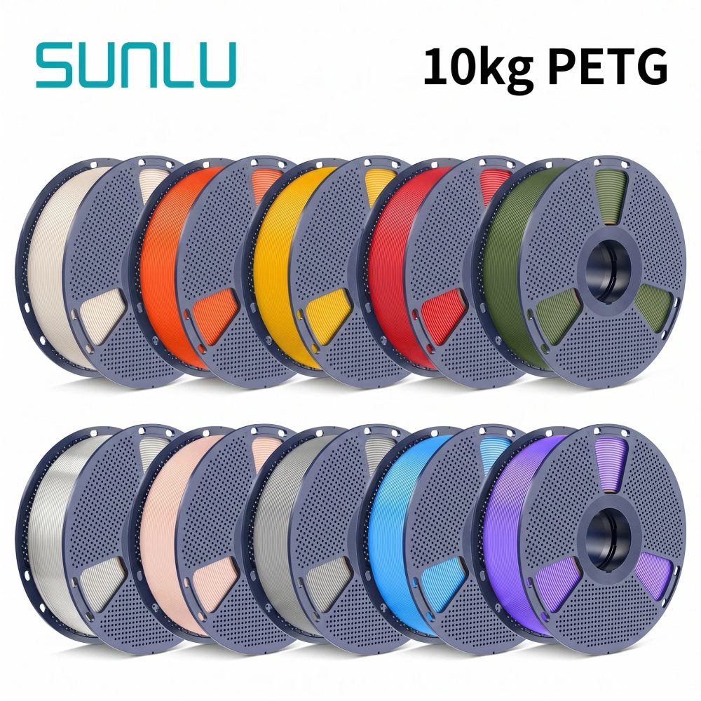 SUNLU PETG Filament 10kg 1,75mm 1 Rolle/kg (2,2lbs) Für 3D-Drucker, wiederverwendbare Spule, ordentlich gewickelt, druckt reibungslos.