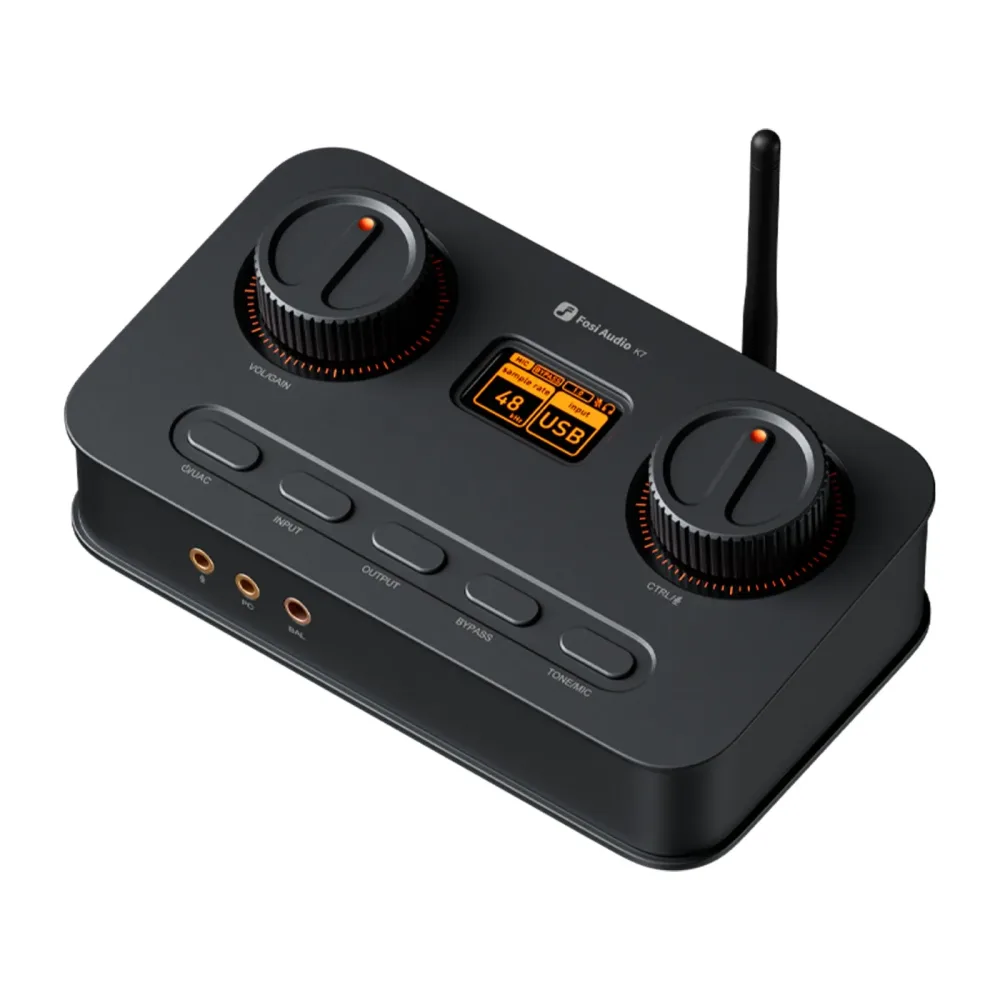 Fosi Audio K7 HiFi DAC & Kopfhörerverstärker, AKM4493ESQ DAC Chip, PCM 384kHz/32Bit & DSD256, Mikrofon Eingang USB Audio DAC für Gaming