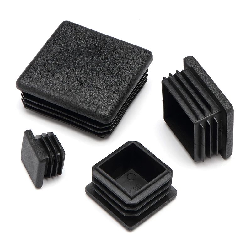 Schwarzer, quadratischer, länglicher Kunststoff-Rohrstopfen, Stopfen-Staubstopfen, Schutzhülle, rutschfeste Matte, Kopf-Endkappe, Türmatte, 16 x 16 mm ~ 80 x 40 mm