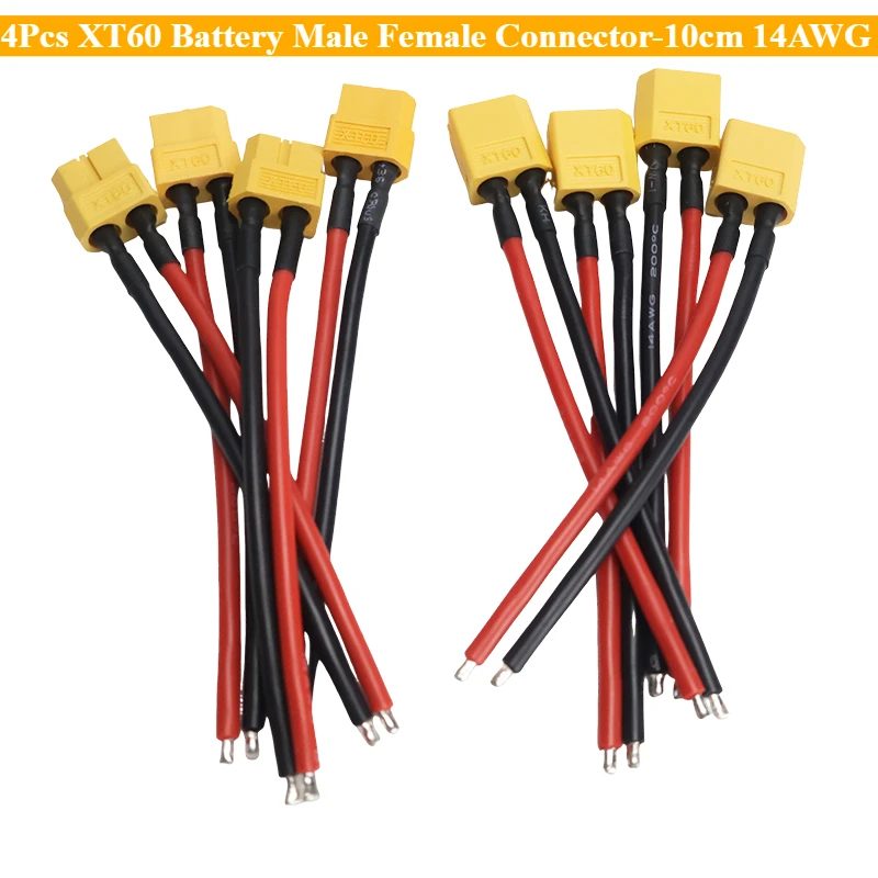 4 Stück XT60 Batterie männlich weiblich Stecker ? 10 cm 14AWG Silikondrahtkabel für RC Flugzeug Lipo Batterie ESC FPV Drohne erweitern