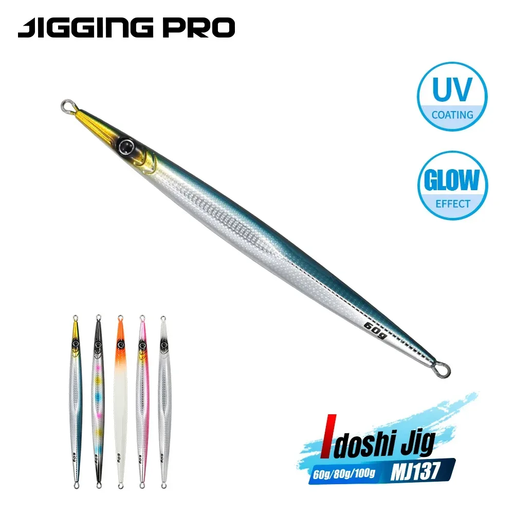 JIGGINGPRO Nadel-Metall-Jig 60g 80 100g Meeresfischen Langstreifen Schnellziehende Eisenplatte Fisch Schnell Sinkender Vertikaler Jigging-Köder