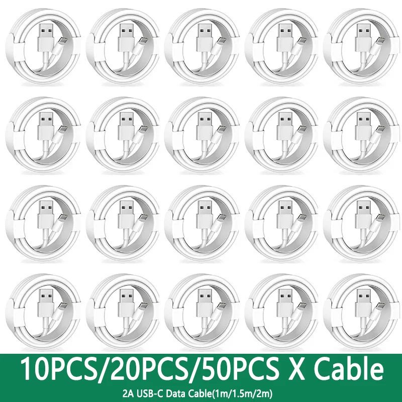 10-50PCS 2A TPE USB A Typ C Schnelle Lade Daten Kabel Für Samsung Galaxy S8 Huawei Xiaomi LG Handy USB-C Schnell Kabel 2m
