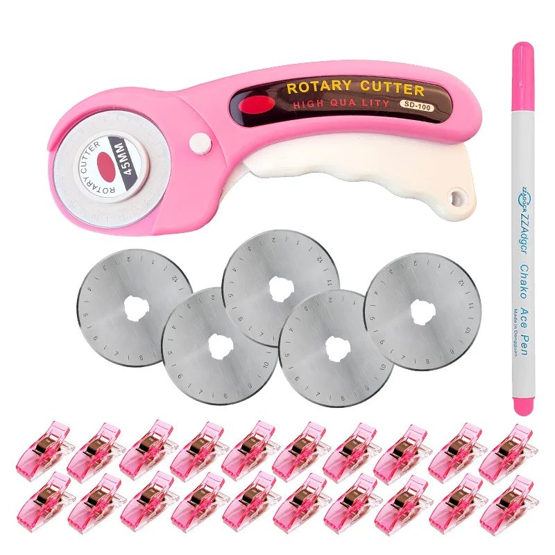 45 mm rosa Patchwork-Rotationsschneider ? farbiger Nähclip ? farbiger Nähstift, geeignet für Heimwerkerarbeiten, Stoffe, Leder und Steppdecken