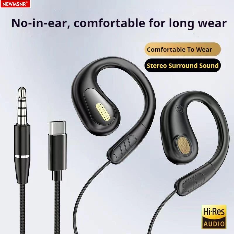 YX2 Clip-on Wired Control Typ C & 3,5mm Kopfhörer 9D Surround Sound Bass Ohrhörer Sport Gaming Headset ENC Kopfhörer Für Samsung