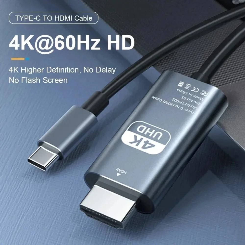4K 60Hz USB-C zu HDMI Kabel Typ-C zu HD 2.0 Adapter UHD Video Kabel für iPhone 15 MacBook Pro Air Samsung Laptop TV Monitor
