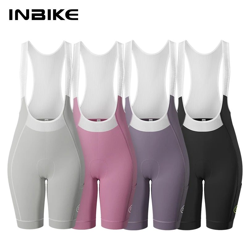 INBIKE 2025, Damen-Radsport-Trägerhose mit Seitentaschen, Damen-Overall, Shorts für den Sommer, Rennrad, Trägerhose, Fahrradbekleidung