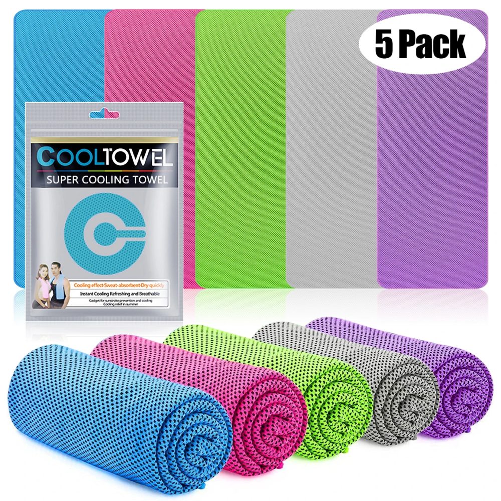 5er-Pack Kühlhandtücher, 40' X 12' Mikrofaser-Kühlhandtücher für Nacken und Gesicht, Schweißtücher für Laufen, Yoga, Reisen, Klettern