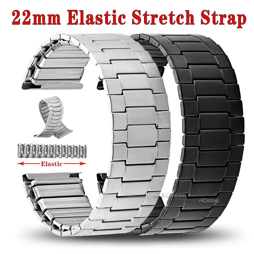 Elastisches Stahl-Uhrenarmband 22mm für Seiko für Rolex Armband Metall-Erweiterungs-Smartwatch-Band für Herren Damen Universelles Armband