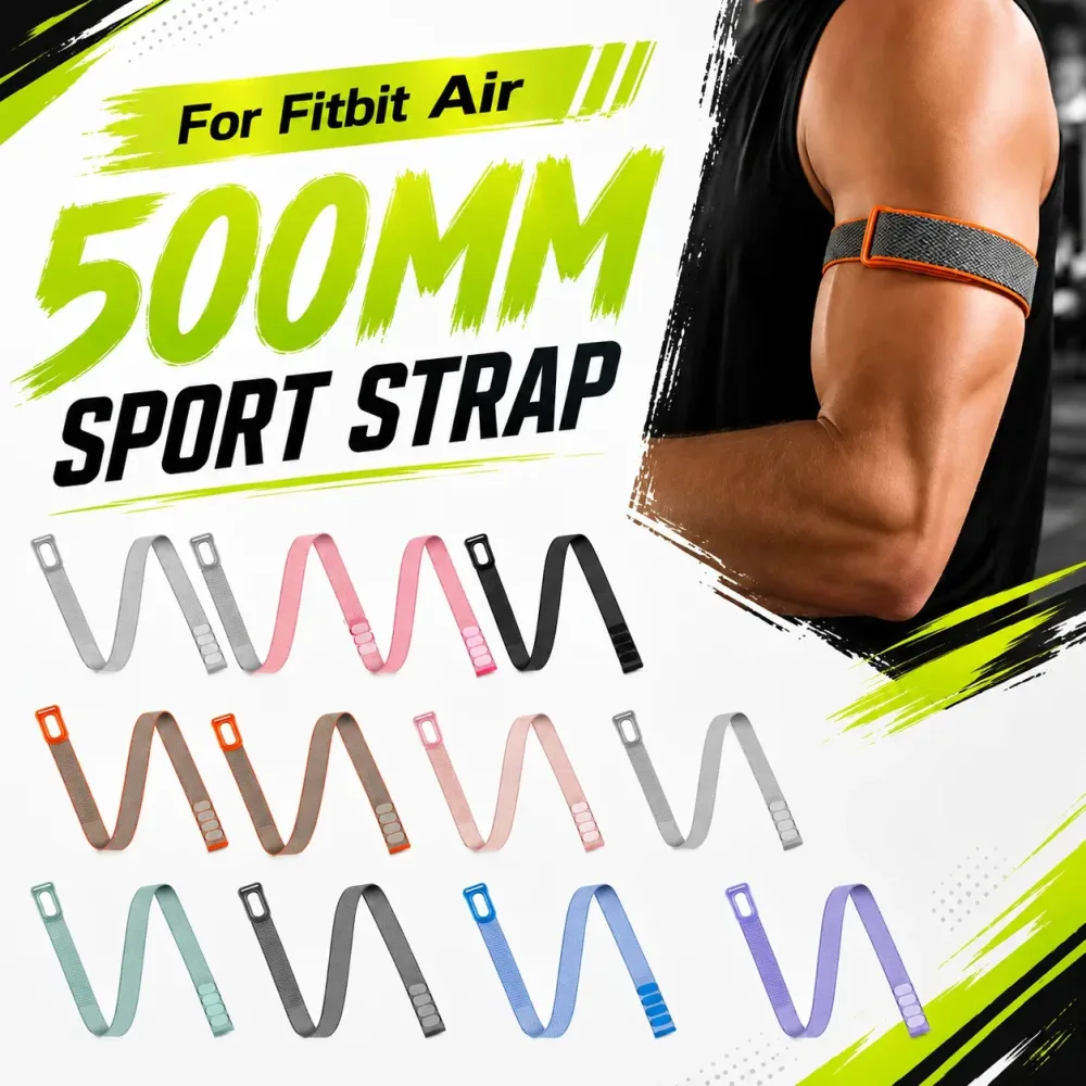 500 mm Nylon-Bizeps-Armband für Fitbit Air, verstellbarer Sportgurt, atmungsaktiver elastischer Gürtel zum Laufen, Fitness-Zubehör