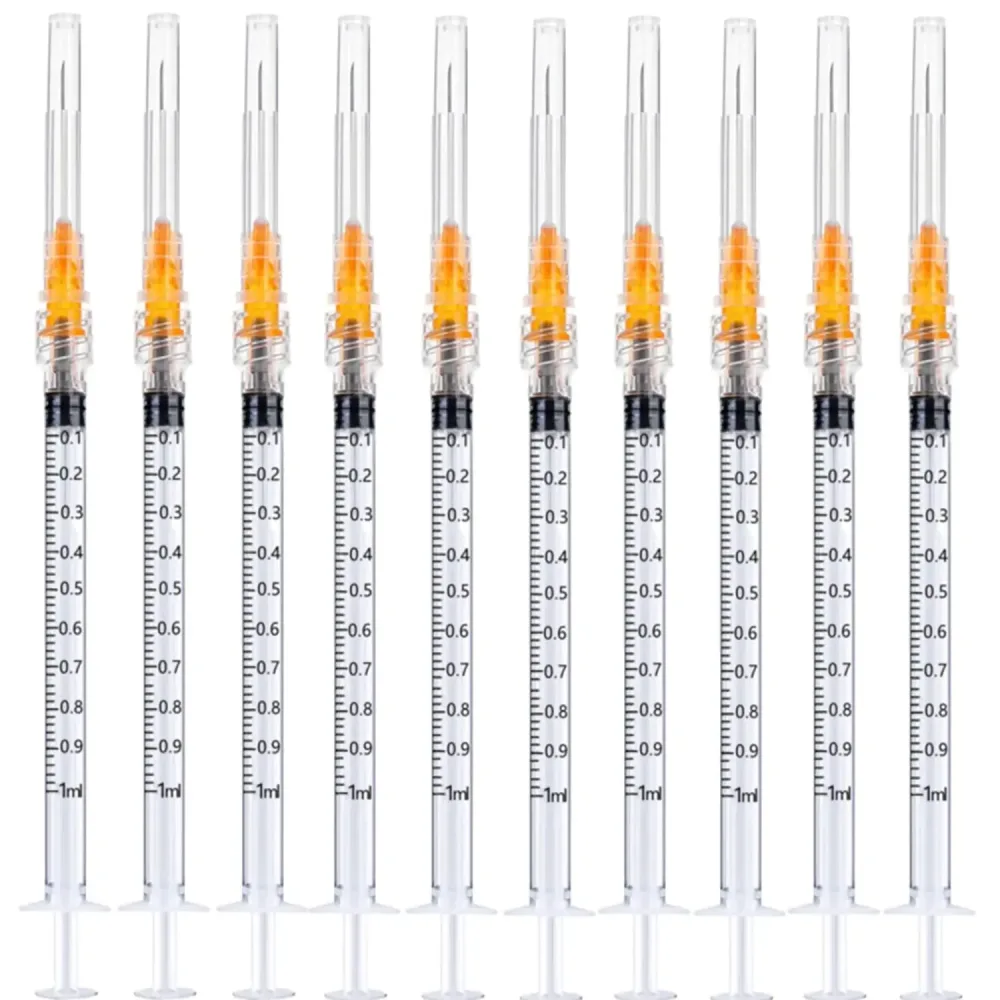 100 Stück 1 ml 1 ml Luer-Lock-Spritze mit Nadel, 25 G, 1 Zoll, steril, einzeln verpackt für industrielle Dosierungen, wissenschaftliche Labore