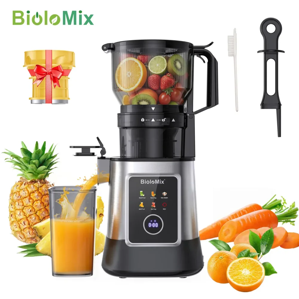 BioloMix 3-in-1 Multifunktions-Entsafter ? 150 mm großer Einfüllschacht, 300-W-Motor, digitales Display für einfaches und effizientes Entsaften