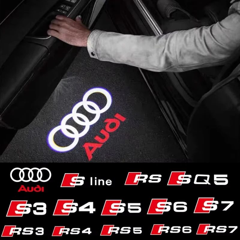 2Pcs Auto Tür Willkommen Licht Led HD Projektor Lampe Courtesy Lichter für Audi Sline S3 S4 S5 S6 S7 RSA3 a5 RS3 RS4 RS5 RS6 RS7 SQ5