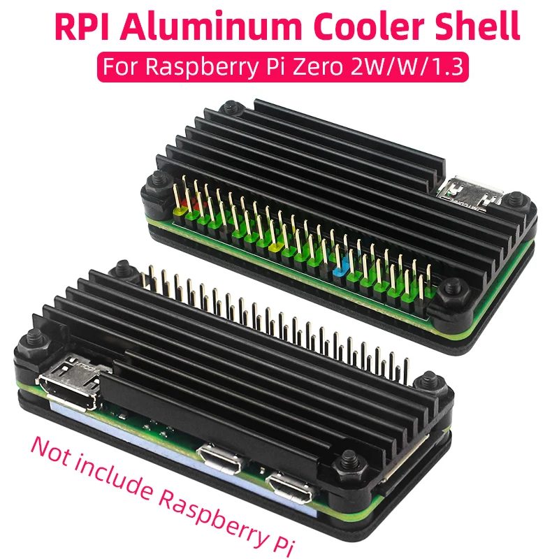 Raspberry Pi Zero 2 W Aluminium-Kühlgehäuse, gepanzertes Gehäuse mit Silikon-Pad, Passibe-Kühlkörper für Pi Zero 2 W W 1.3