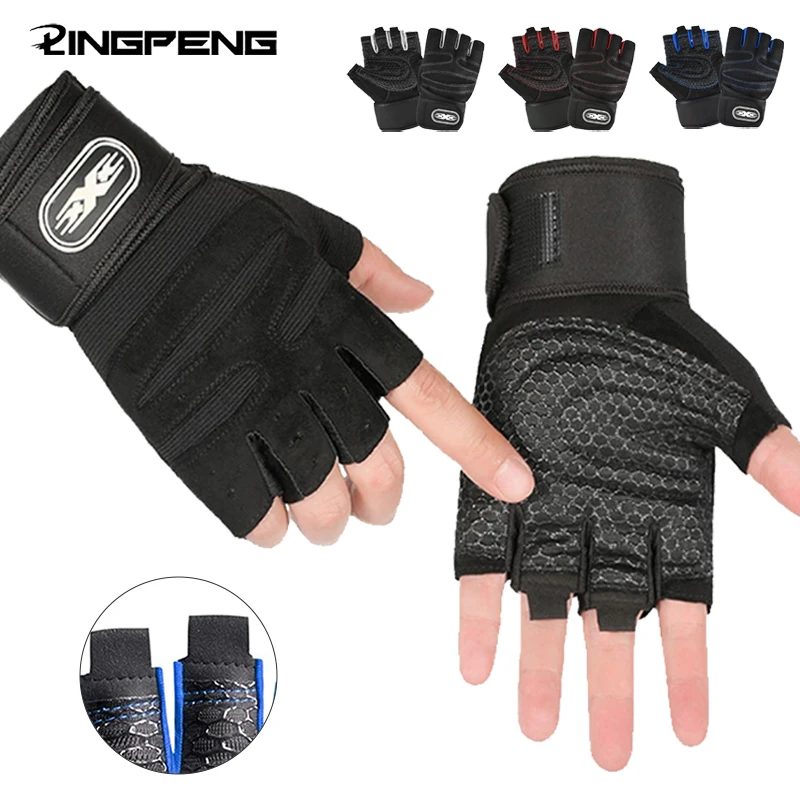 Trainingshandschuhe für Männer und Frauen, Halbfinger-Handschuh mit Handgelenkbandage für Sport, Gewichtheben, Training, Fahrrad, Motorradfahrer, Fitnessstudio