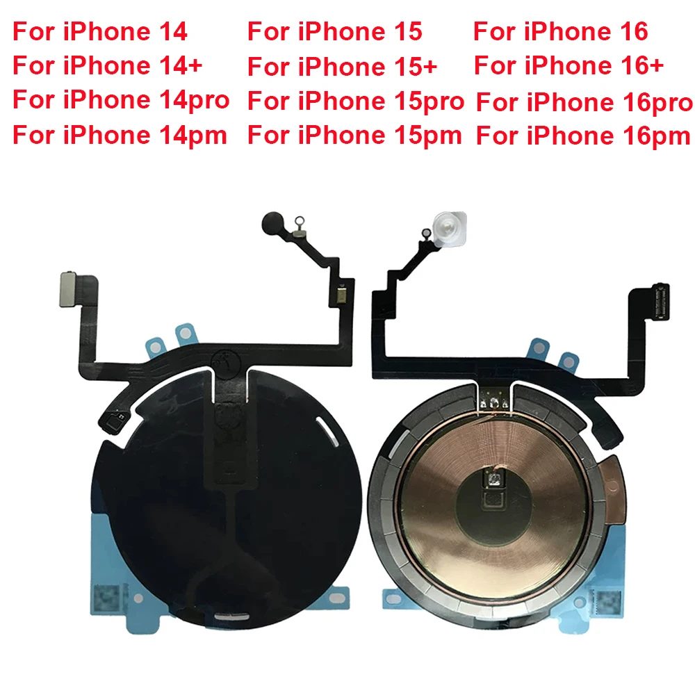 OEM Kabellose Ladespule NFC-Antenne Ersatz mit LED-Blitzlicht Flexkabel für iPhone 14 15 16 Plus Pro 16 Pro Max Teile