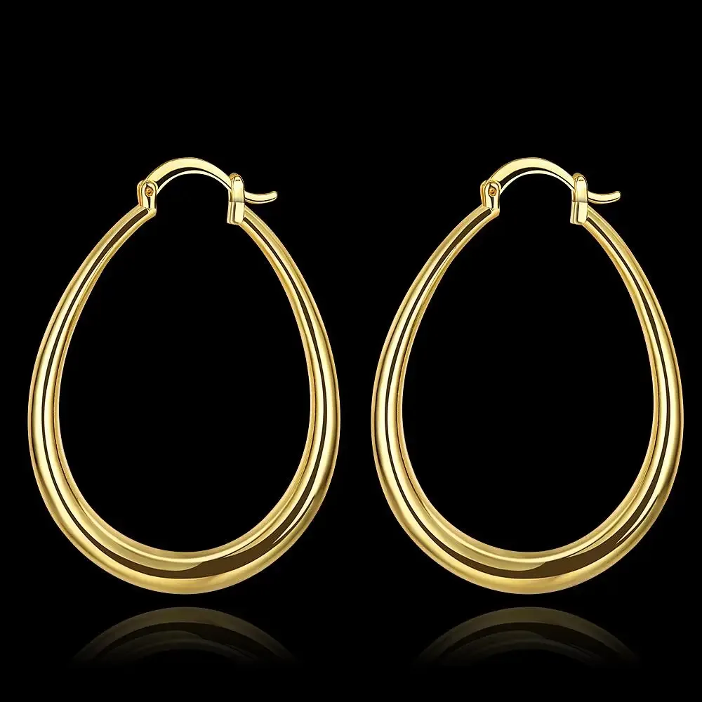 Heiße feine 18 Karat vergoldete 44 mm Creolen aus 925er Sterlingsilber für Damen, hochwertiger Mode-Party-Schmuck, Weihnachtsgeschenke