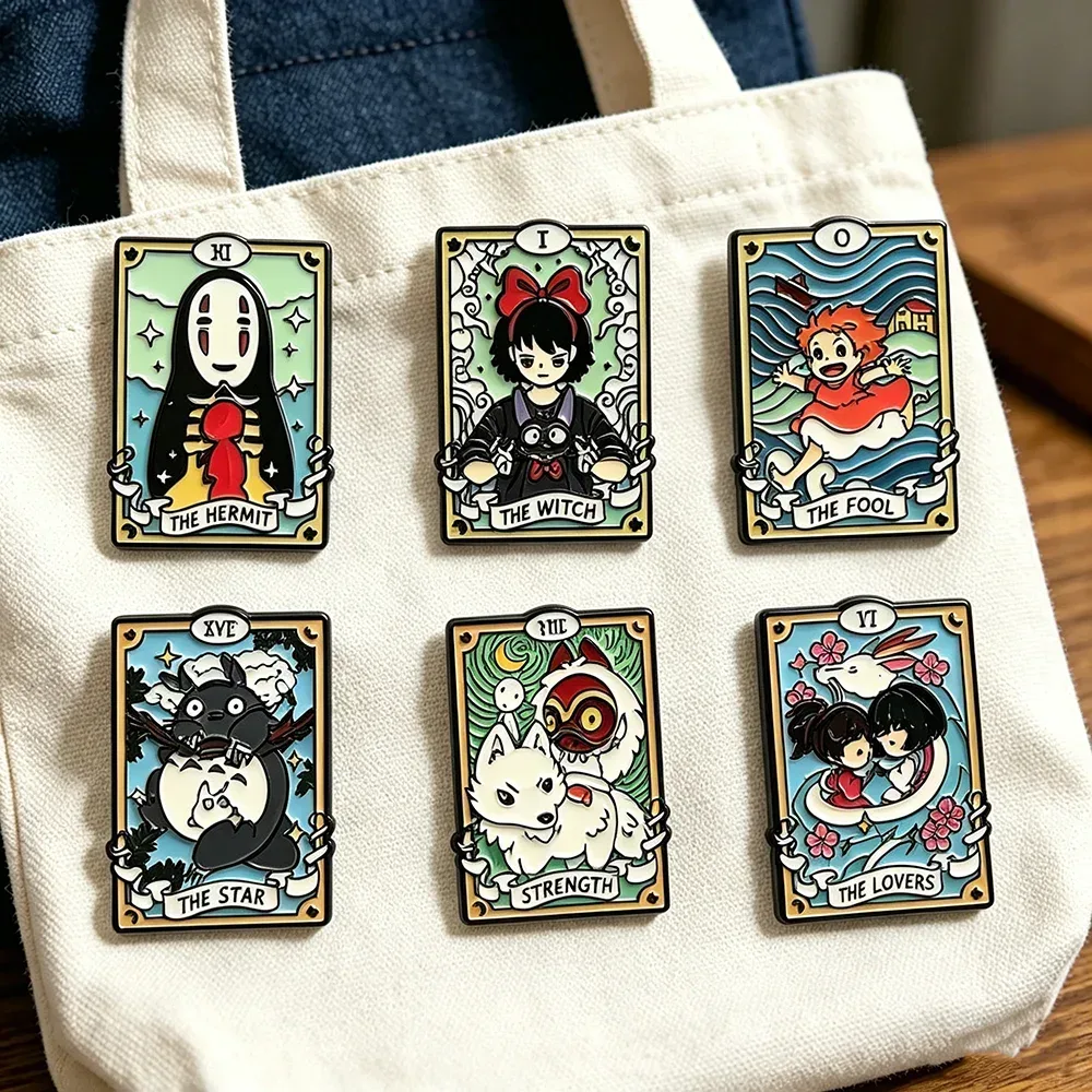 6-teiliges Anime-Tier-Emaille-Broschen-Set, Cartoon-Katzen-Design, Metall-Pins, modische Accessoires für Rucksäcke, ideales Schmuckgeschenk für Mädchen