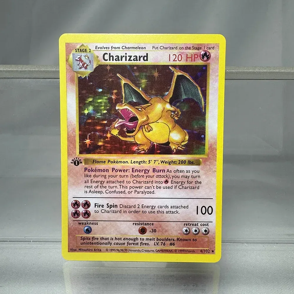PKM-Karten 1. Auflage Charizard Blastoise Dragonite 1996 Basisset Einzelfolienkarten Spielesammlungskarten TCG Proxy-Karten