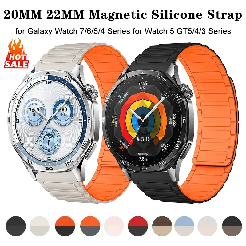 18 mm 20 mm 22 mm Magnetarmband für Samsung Galaxy Watch 7 6 5 4 Classic 5Pro Active Silikonband für Huawei Watch 5 GT5 Pro 46 mm