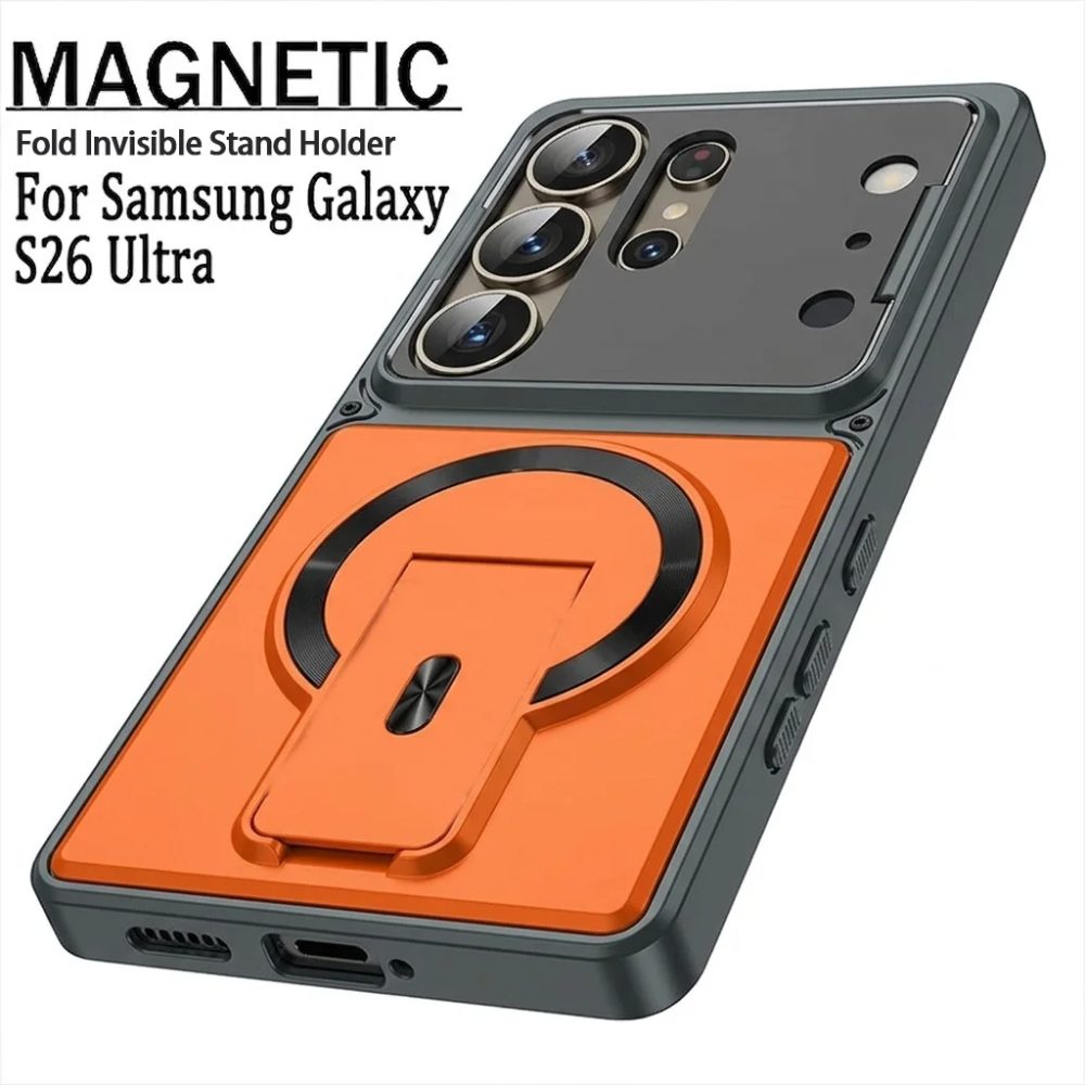 Vollständiger Linsenschutz Klappständer Magnetische Handyhülle für Samsung Galaxy S26 S25 S24 S23 Ultra A57 A56 A37 A36 für Magsafe Cover