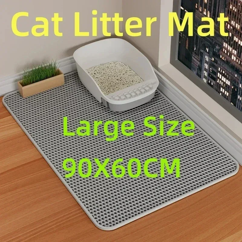 Große Katzenstreumatte, wasserdicht, doppellagig, rutschfest, Katzentoilette, Tablett, Pad, waschbar, langlebig, Haustier-WC-Trainingsmatte