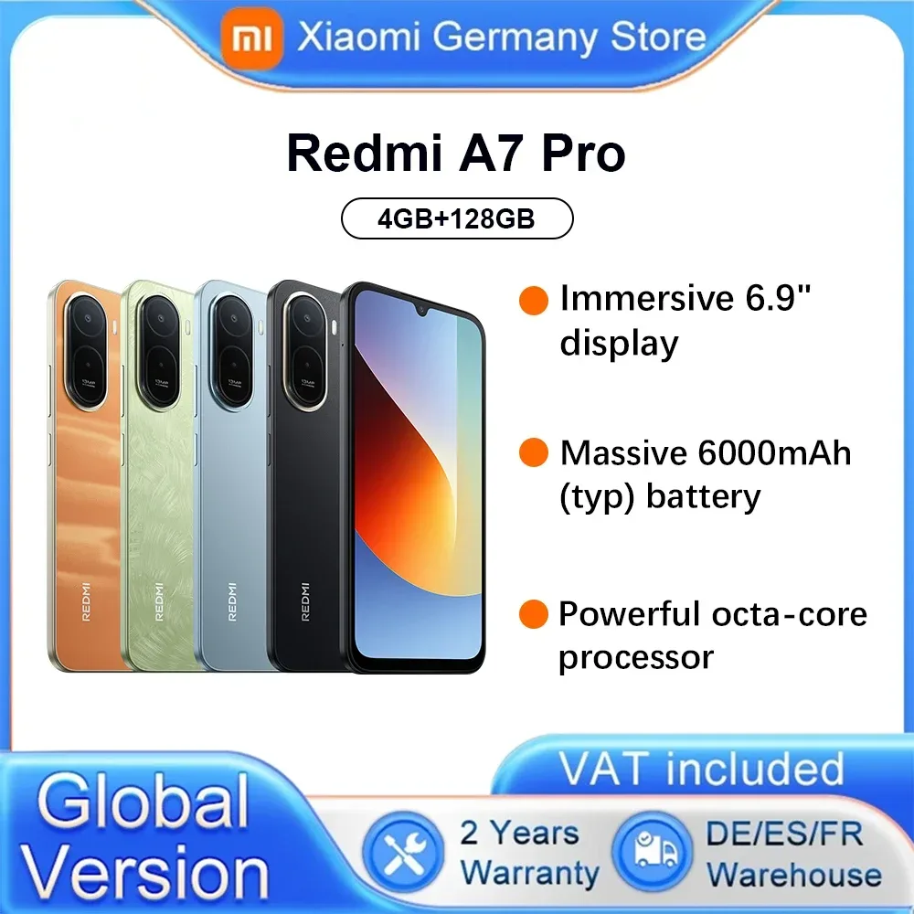 Globale Version Redmi A7 Pro Smartphone 6,9' 13MP AI Dual-Kamera 6000mAh Akku Betrieben mit Xiaomi HyperOS Leistungsstarker Octa-Core-Prozessor 13MP Hauptkamera