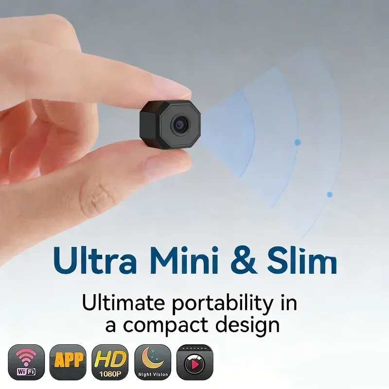 Kabellose 4K Überwachungskamera, Mini-Videokamera mit Nachtsicht und Bewegungserkennung, Smart Home Überwachungsmonitor