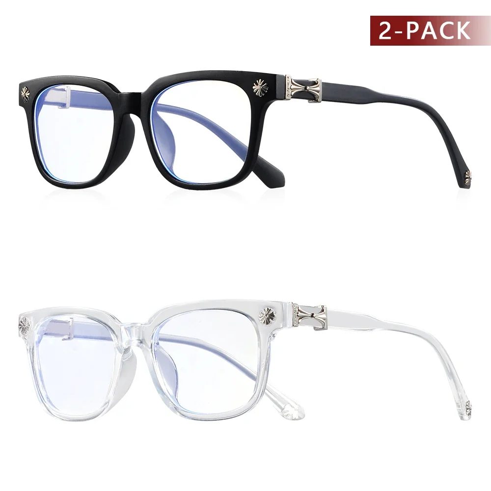 Klassische 1-teilige quadratische Anti-Blaulicht-Brille für Männer und Frauen, schwarzer und transparenter Rahmen, Unisex, Computer, die Damenbrille tragen