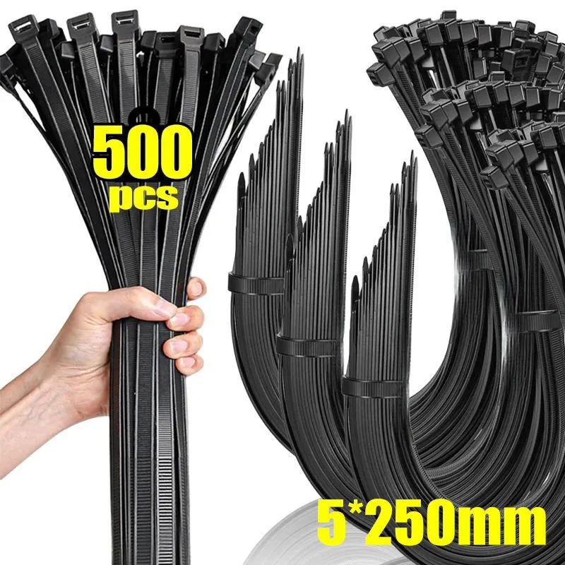 500/100 Stück Großhandel Kunststoff Nylon Kabelbinder Selbstsichernde Kabelbinder Verstellbare Kabel Befestigungsschlaufe Home Office Kabelbinder